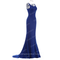 Azul vestido sexy o-cuello partido largo bandage delgado sirena vestido de mujer vestir CL009648-3